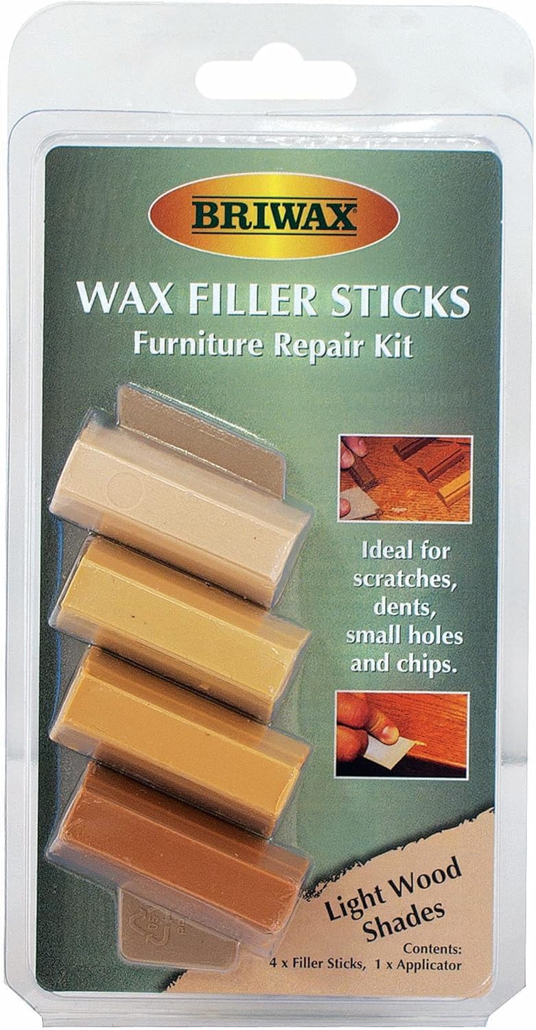Briwax Filler Sticks Light – Quick Wood Repair for Scratches, Cracks & Nail Holes | Assorted Shades