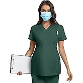 Xaatren Women's Maternity V Neck Scrub Top Medical Shirts Short Sleeve Pregnancy Nurse Clothes with 1 Pocket