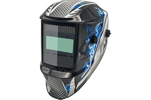 VISIONWELDMASK Auto Darkening Welding Helmet with Blue Flame – Solar Powered Welding Mask with Adjustable Shade Range 9–13, for MIG TIG MMA Plasma Cutting, Full Face Welding Hood