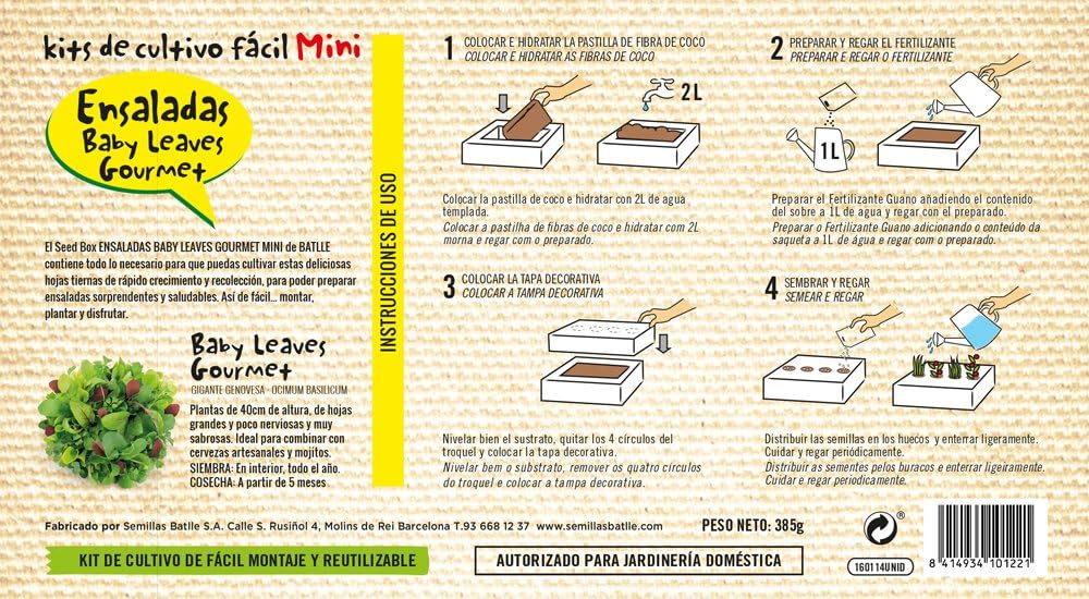 Huerto Urbano - Seed Box Mini Ensaladas - Batlle: Amazon.es: Jardín