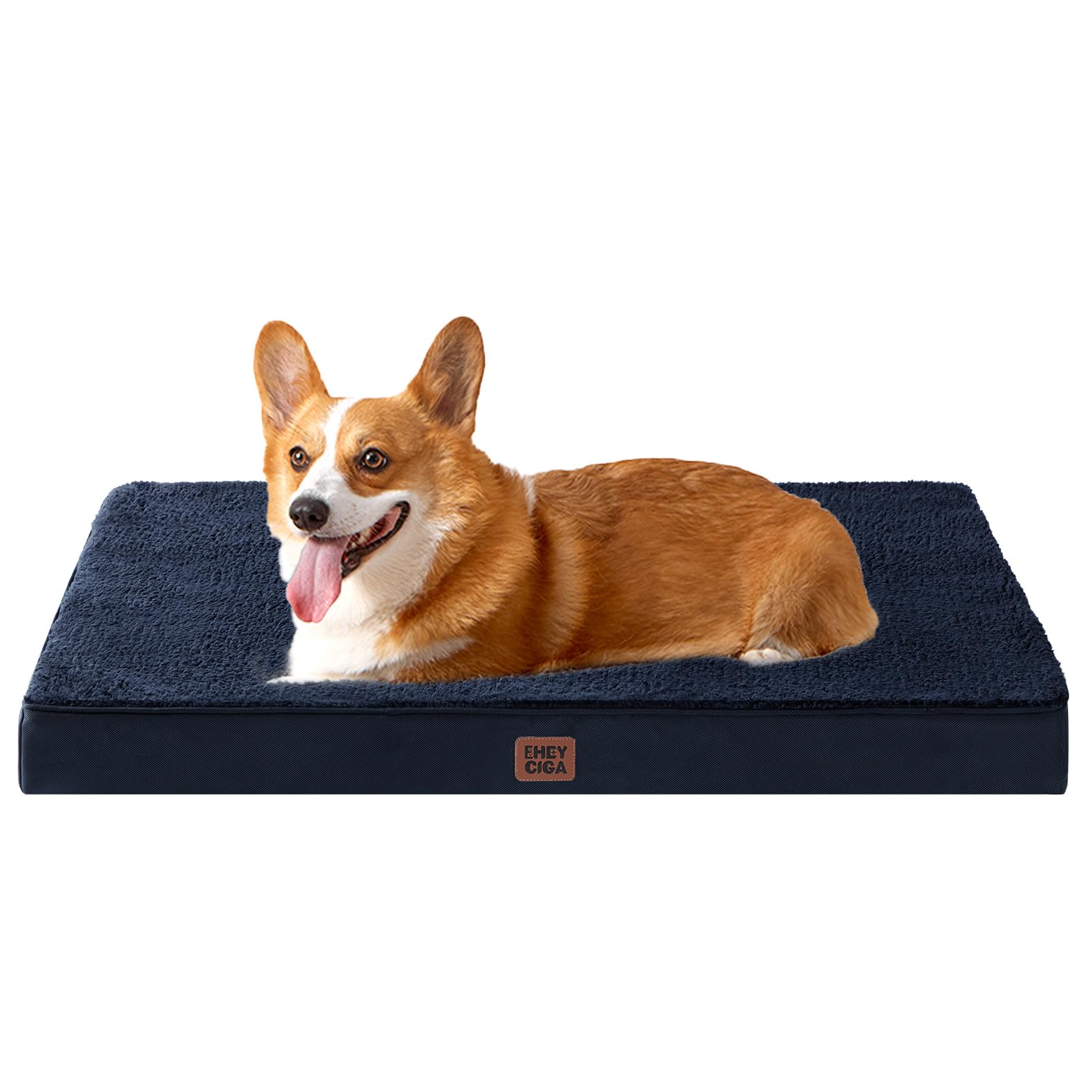 EHEYCIGA Orthopedic Dog Beds Large Mattress with Removable Washable Cover for Crate, Navy, 89x58x9cm — image 1