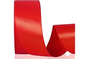 SDZMDL Red Ribbon 1-1/2 Inch, 25 Yards/roll Solid Satin Ribbons for Gift Wrapping, Bow & Eternal Flower Making, Floral Bouquets, Party Decoration.