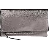JNB Women's Faux Leather Zipper Foldover Clutch Purse with Tassel