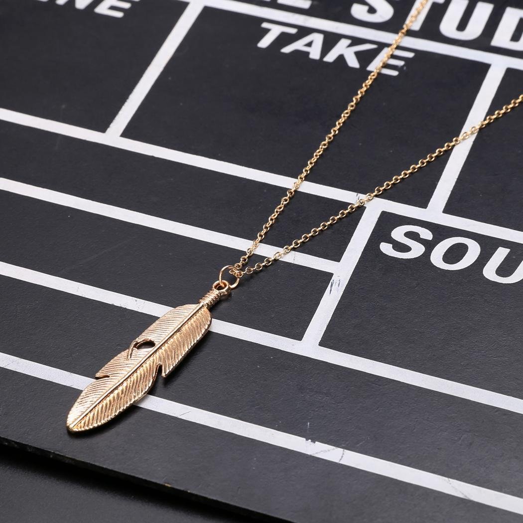 Chiak Women Jewelry Feather Pendant Chain Necklace Long Sweater Chain Statemen Jewelry Sets