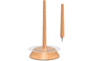 BARVA Yarn Holder Set 22 Lb Capacity w/Extra Spindle | Acrylic Disk for 12 Inch Chunky Yarn Cakes | Bearing Spinner & Big Rubber Anti Slip Pads | European Crochet Accessories & Fiber Crafts Pro Tools