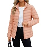 MAGCOMSEN Women's Puffer Jacket Lightweight Casual Quilted Padded Coat | 4 Pockets, Stand-collar, Zip-up, Long Sleeve, Packable, Water-Resistant, Windproof, Winter Outerwear, Warm, Elastic Cuffs