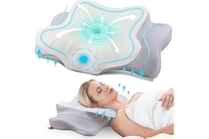 DONAMA Cervical Pillow for Neck and Shoulder,Contour Memory Foam Pillow,Ergonomic Neck Support Pillow for Side Back Stomach Sleepers with Pillowcase-King Size