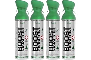 Boost Oxygen Large Natural 10 Liter Canister | Respiratory Support for Aerobic Recovery, Altitude, Performance and Health (4 Pack)