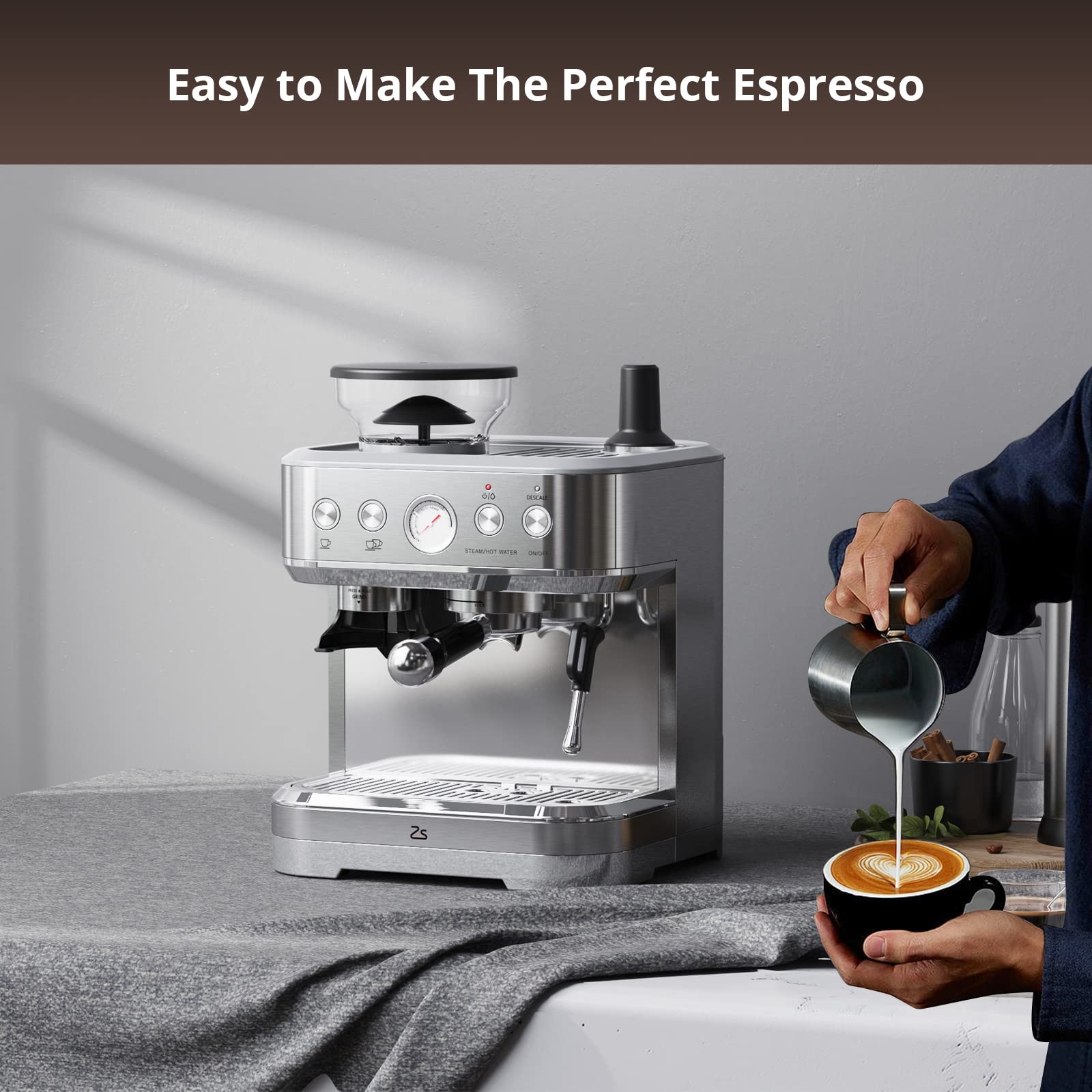 Home Smart Home Espresso Machine Steam Milk Frother All In One