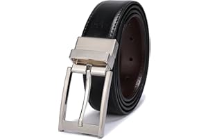 BELTOX FINE Belts for Men Reversible Leather 1.25” Waist Strap Fashion Dress Buckle Beltox