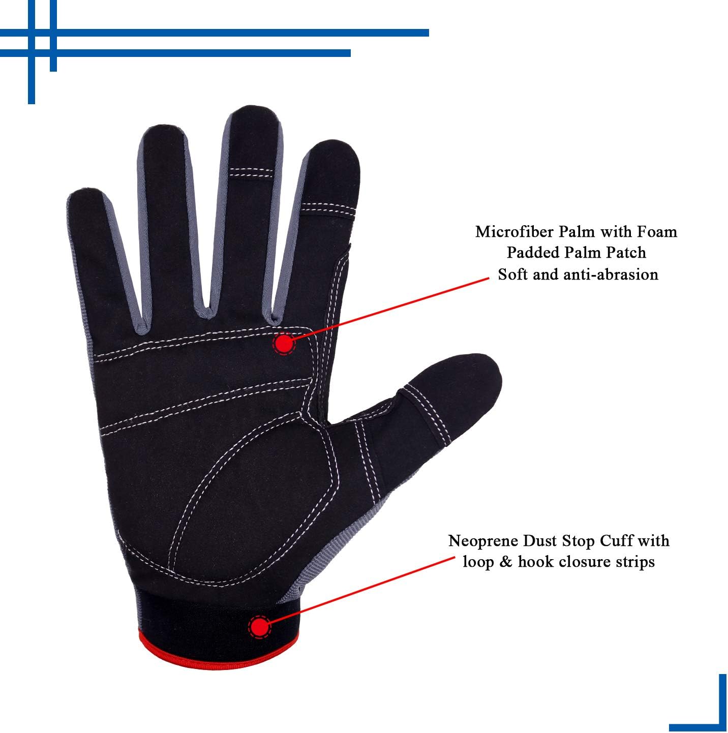 HLDD HANDLANDY Mens Firm Grip General Utility Light Work Gloves, Mechanic Gloves Touchscreen for Men Light Duty Safety Work Glove - Image 4