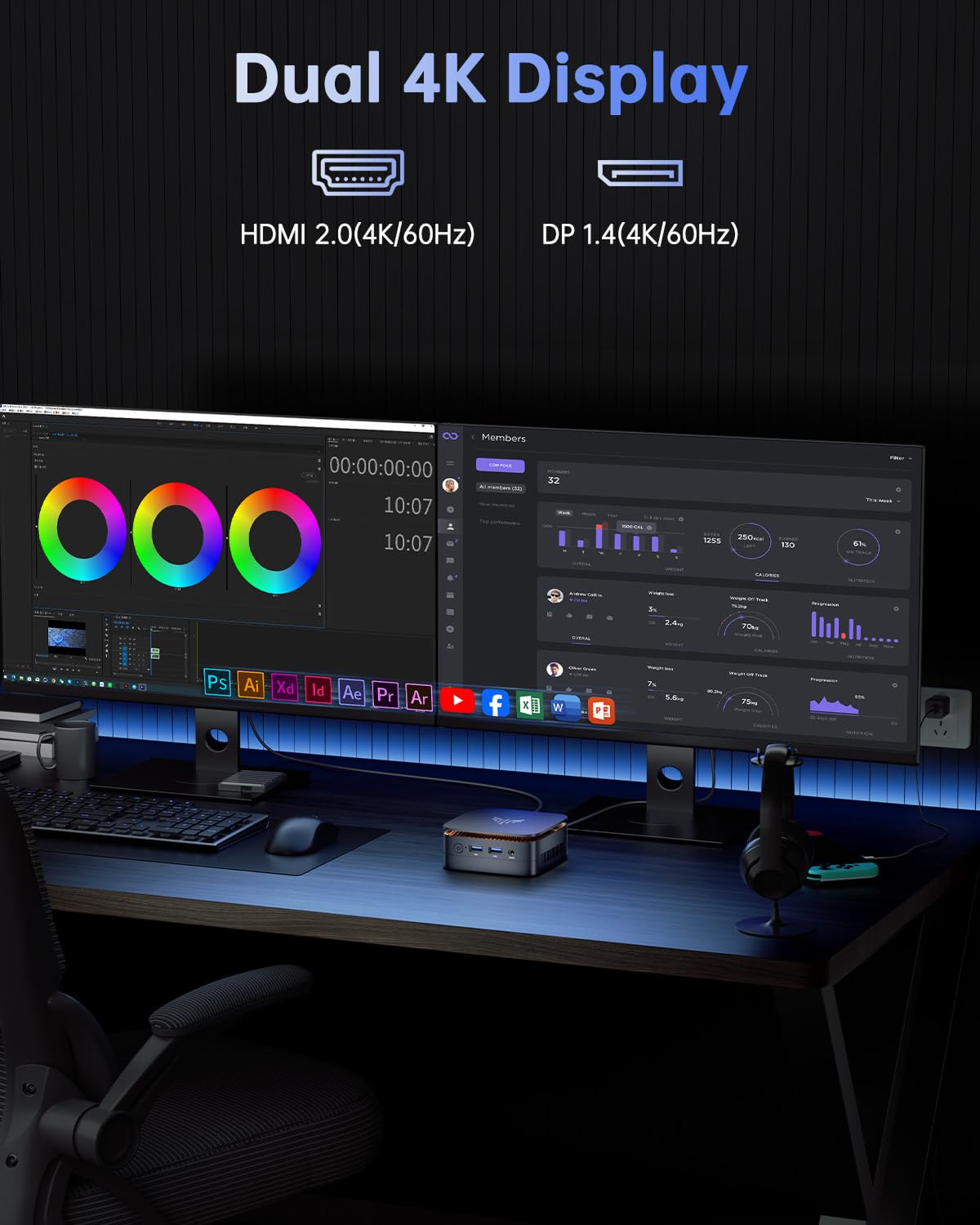 KAMRUI Mini PC, Essenx E1 Desktop Computer N95(up to 3.4GHz) Mini Computers 16GB RAM 512GB SSD Micro PC, Mini Tower Desktop PC Support 4K HDMI, Dual WiFi, BT4.2 for Business Home Office