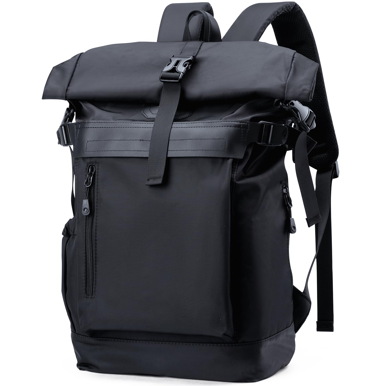 Photo 1 of MATE ELAN Roll Top Backpack Water Proof 14 Inch Laptop Backpack Waterproof Rolltop Travel Commuting Hiking Sports Buckle Cubicle Anti Theft Commuting Cross Country Racing Roll Up Backpack Black