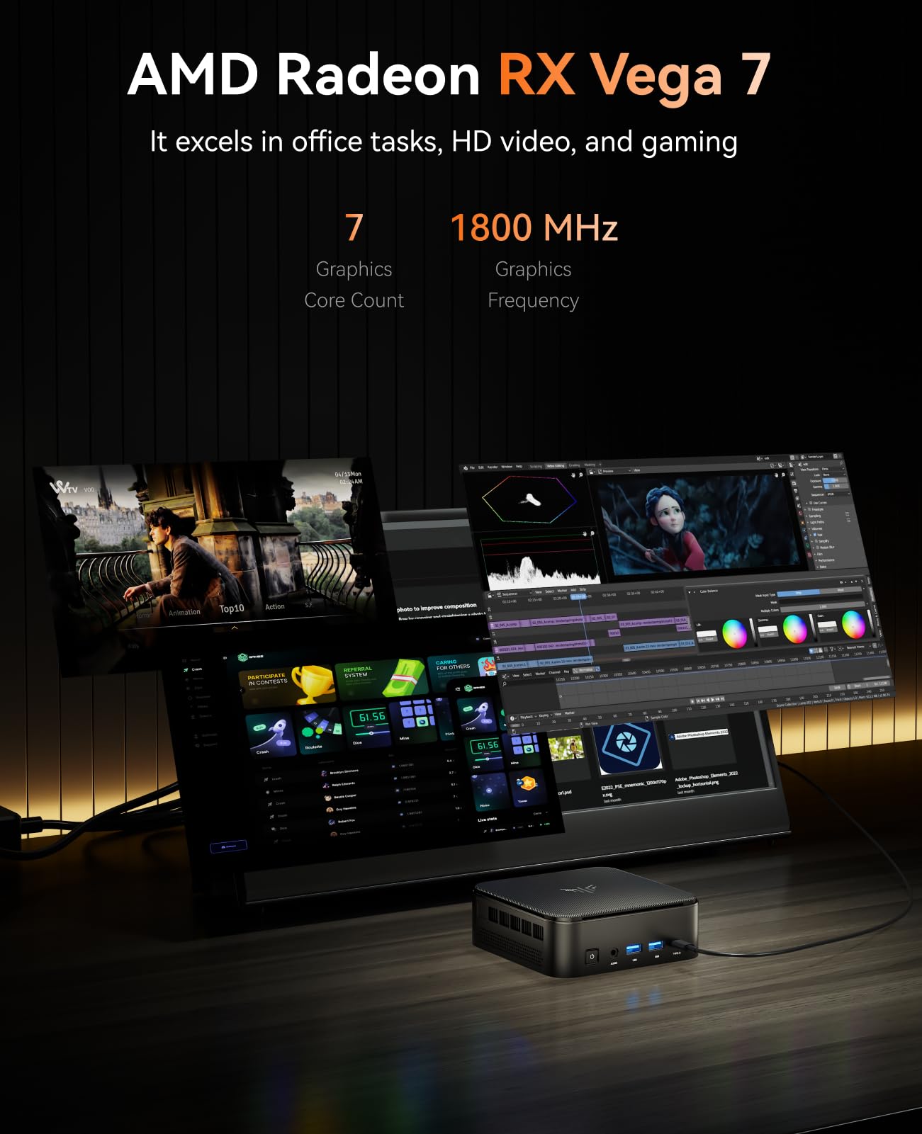 NiPoGi E3B Mini PC AMD Ryzen 5 7430U(Bis zu 4,3GHz) 16GB DDR4 512GB SSD mit Radeon RX Vega 7 Graphics Micro Desktop Computer Für Büro/Heimkino/Meeting/Business/Trip |WiFi 6|BT 5.2|USB3.2 4