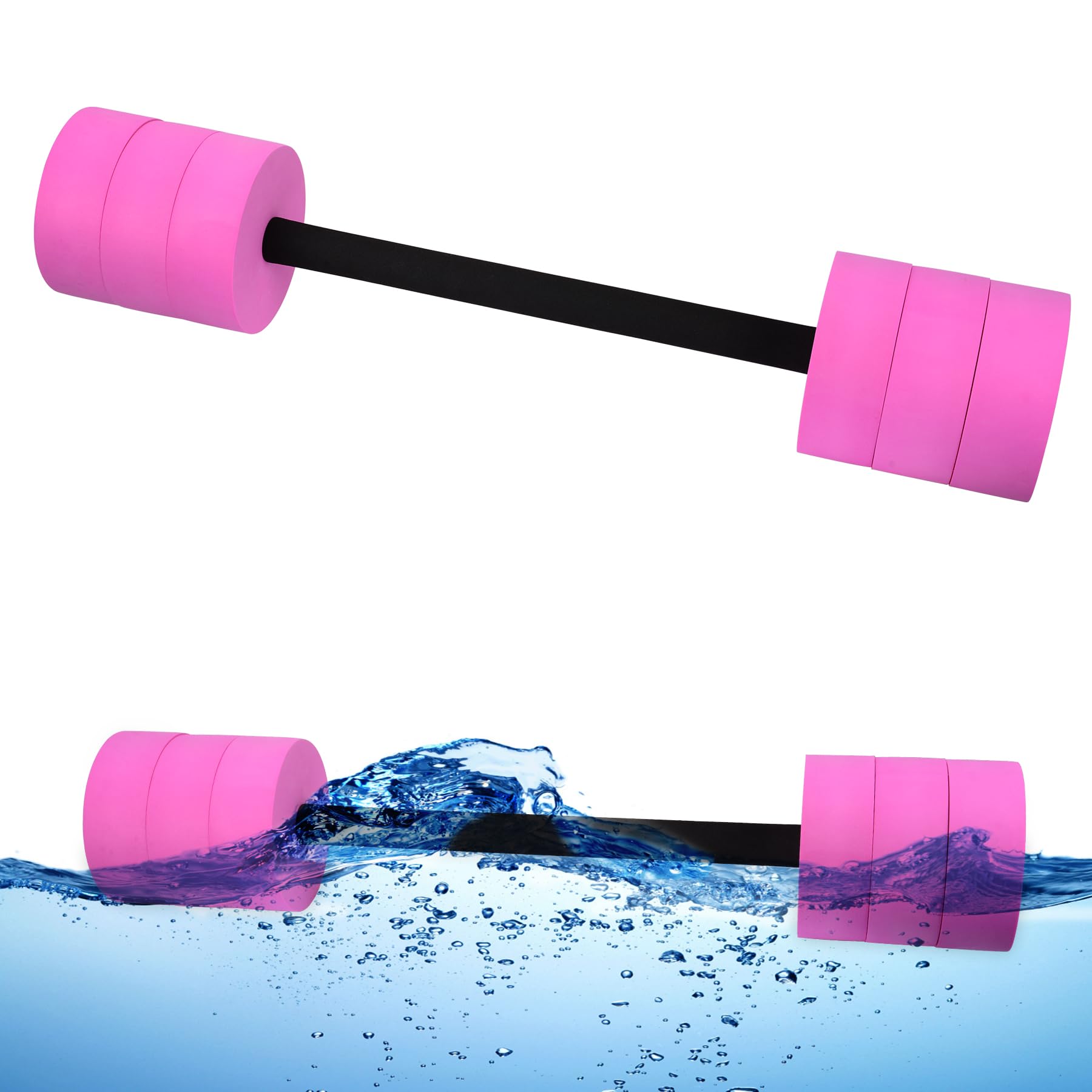BOOSTEADY Aquatic Exercise Dumbbells Water Dumbbell Pool Resistance Aquatic Fitness Barbells with 6 High-Density EVA Foam Pool Weights Dumbbells, for Water Aerobics Weight Loss(1 Pink Long barbel)