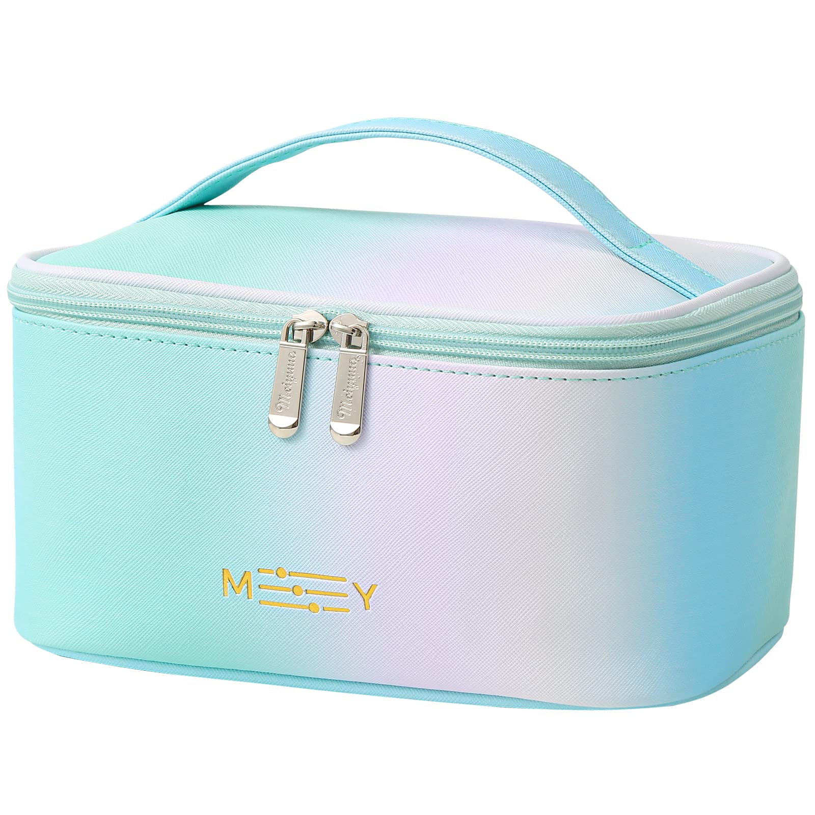 Gradient Makeup Bag Small Cosmetic Bags for Women Ladies Zipper Pouch Makeup Organizer Waterproof Cute Green Pink Blue(Rainbow Green) — image 1