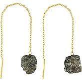 Shivangi Gems Natural Raw Gemstones Threader Earrings, Handmade Dangling Earrings for Women, Gold Plated Earrings, Rough Stones Healing Crystals, Women Jewelry, Gift For Her