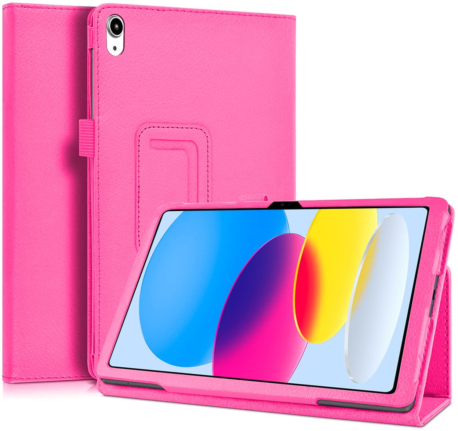 KONDUWANA 10.9 Inch iPad 10th Generation Case 2022 | Premium PU Leather Flip Case with Auto Wake/Sleep Feature (Pink)