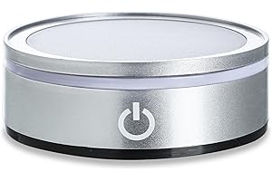 ZEERSHEE LED Light Base for Acrylic 3D Glass Resin Art Colorful Lighted Round Display Stand Battery/USB Power(Flat)