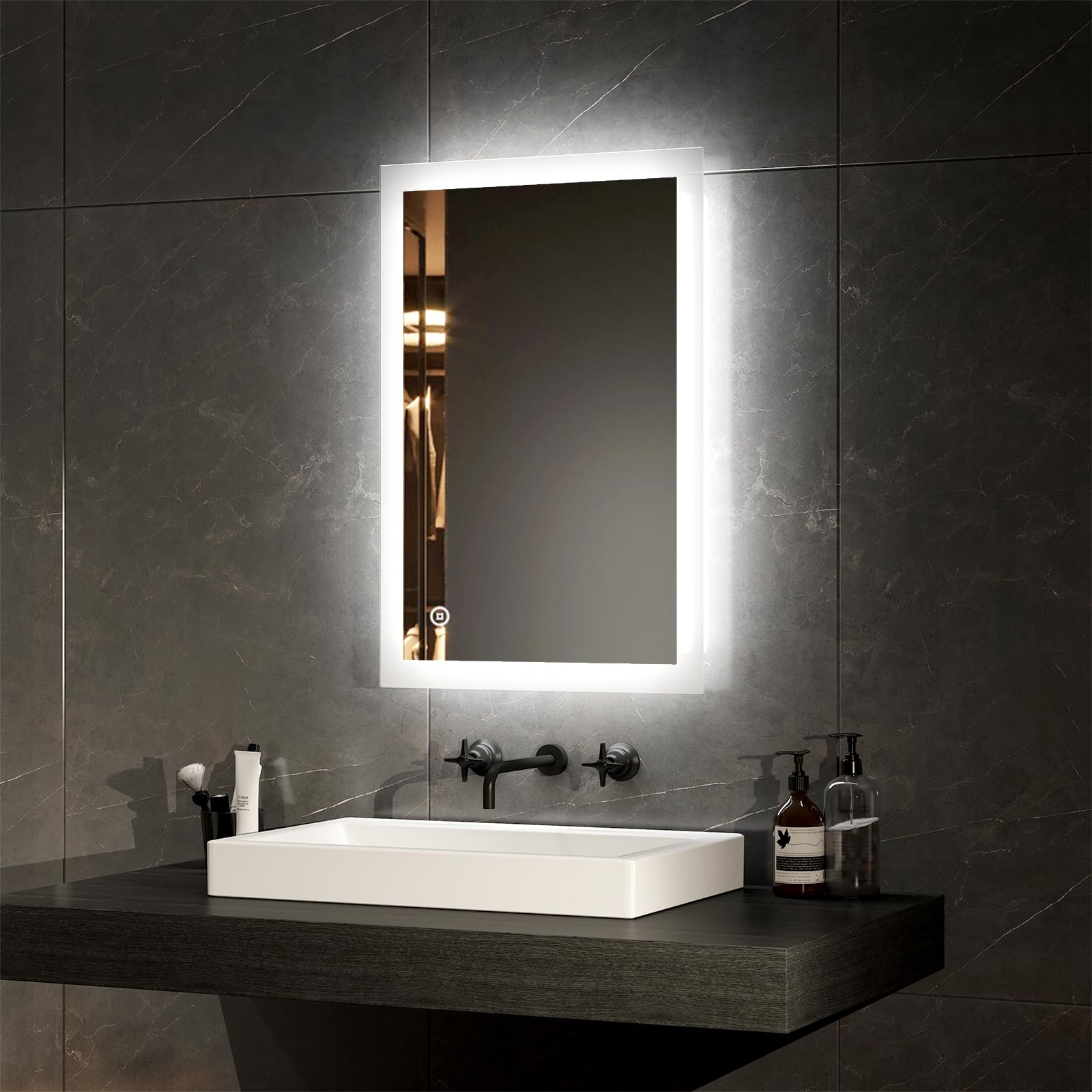 EMKE Bathroom Mirror with Led Lights, Smart Illuminated Bathroom Vanity Mirror 400x600mm