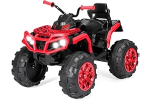 Best Choice Products 12V Kids Ride-On Electric ATV, 4-Wheeler Quad Car Toy w/Bluetooth Audio, 3.7mph Max Speed, Treaded Tires, LED Headlights, Radio - Red