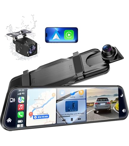 Mirror Dash Cam Dash Cam With Wireless CarPlay Android Auto