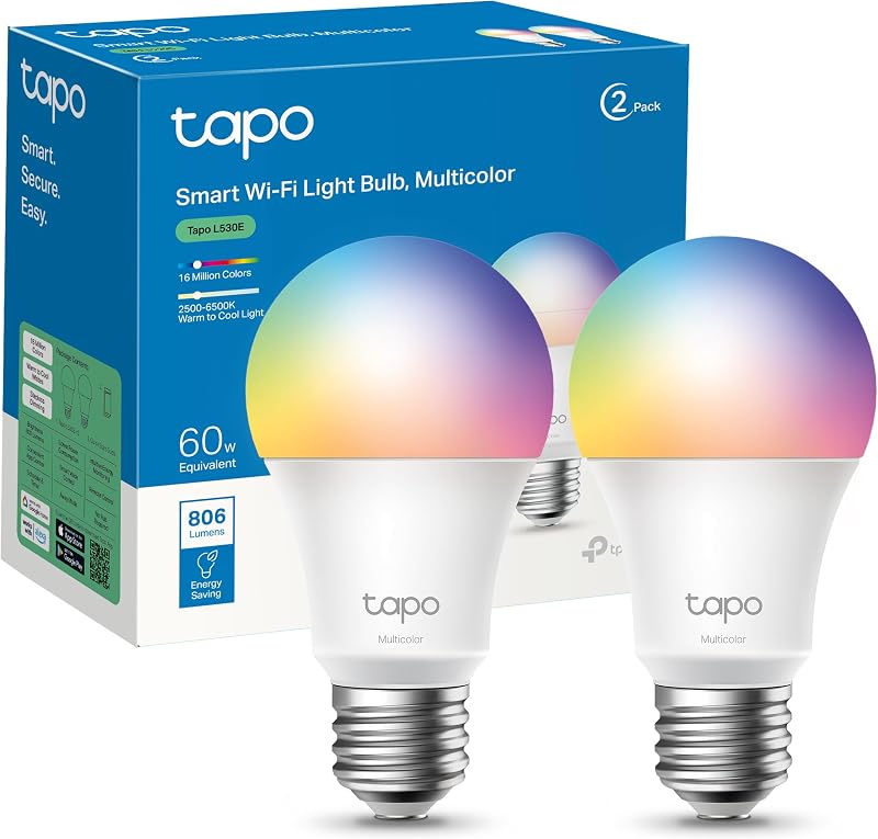 L530E (2-Pack) - Bombilla Inteligente WiFi, RGB Multicolor, 800lm, E27