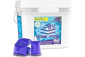 BEBOBLY RV Toilet Treatment Drop Ins, Extra Strength Septic Tank Treatment & Cleaner, Waste Breakdown/Odor Control, RV Black Tank Treatment for RVs, Boats & Portable Toilets, Lavender Flavor, 50 Pack