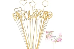 FUSHENMU 30pcs Metal Floral Place Card Holder,Heart Round Star Shape Photo Memo Table Number Holder Flower Pick Clips for Floral Arrangement Wedding Birthday Office