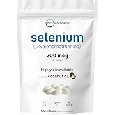 Selenium Supplements for Women &amp; Men 200mcg Per Serving, 500 Softgels | Made with Coconut Oil | Essential Trace Mineral as L-Selenomethionine | 16+ Month Supply | Non-GMO, Gluten Free