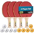 JOOLA Family Premium Table Tennis Bundle Set - 4 Regulation Ping Pong Paddles, 10 Training 40mm Ping Pong Balls, and Carrying