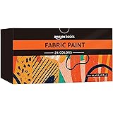 Amazon Basics Permanent Fabric Paint Bottles, 24 Colors
