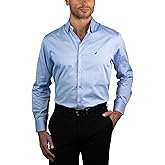NAUTICA Slim Fit 100% Cotton Mens Dress Shirts Long Sleeve Wrinkle Resistant Formal