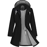 ATLASLAVA Rain Jacket Women Waterproof Long Lightweight Raincoat Hooded Windbreaker Outdoor Trench Coat S-3XL