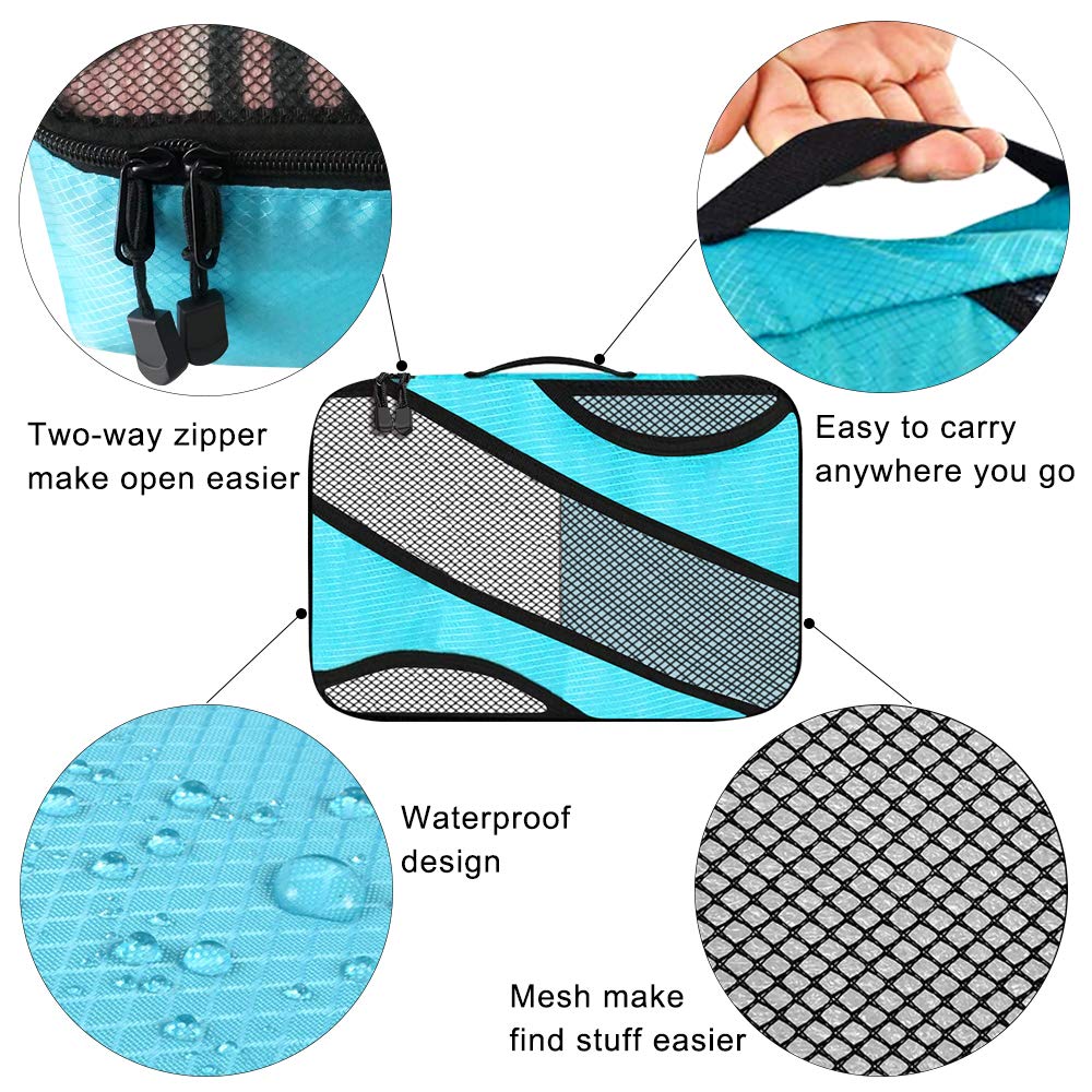 aKing Packing Cubes,7 PCS Travel Cubes Waterproof Luggage Organizer with Cosmetic Bag Travel Accessory for Suitcases