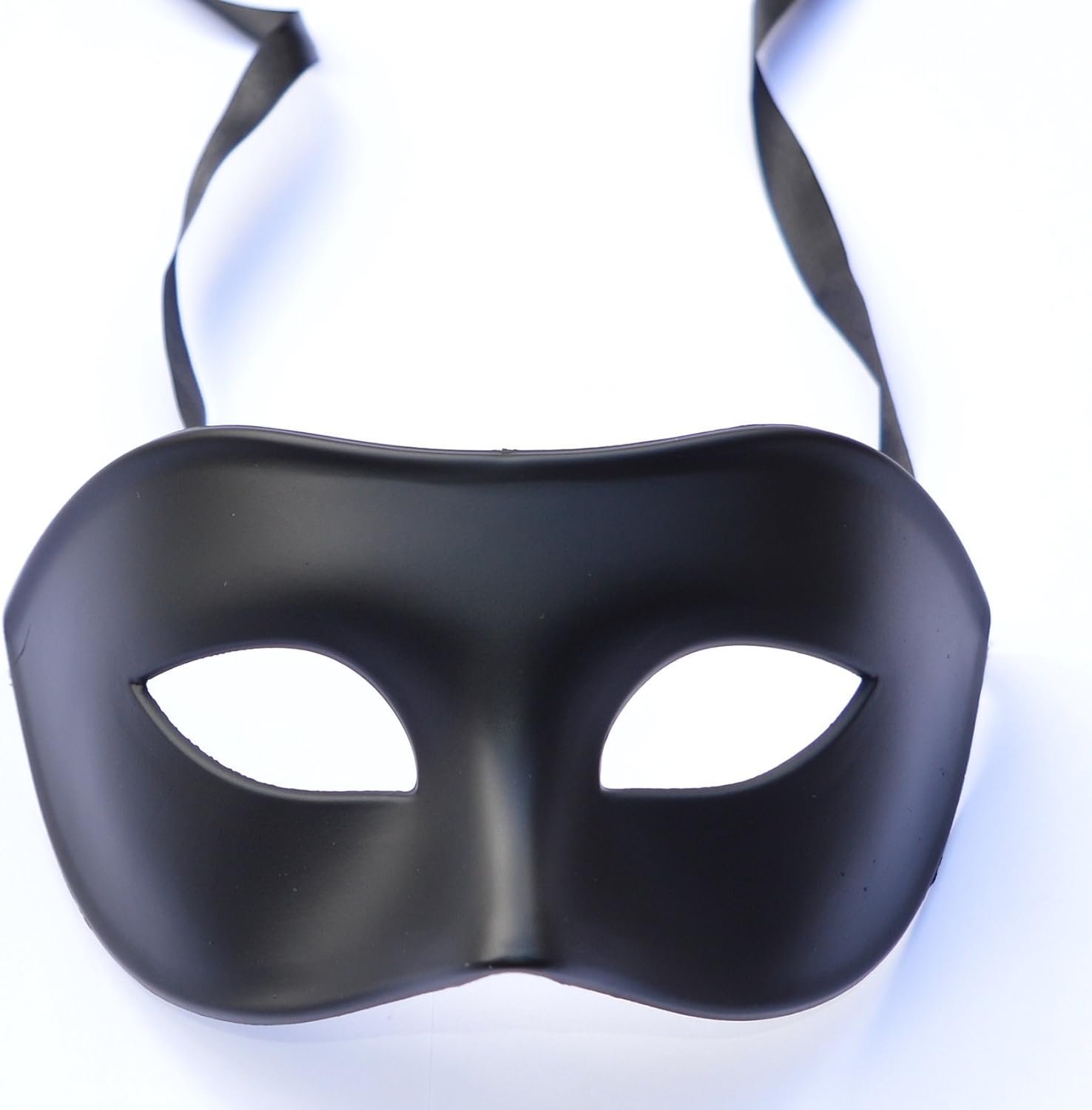 FHS Men's Mask Black Matt Classic Style Venetian Mask, Masquerade, Burlesque Ball Party, 19x9 cm