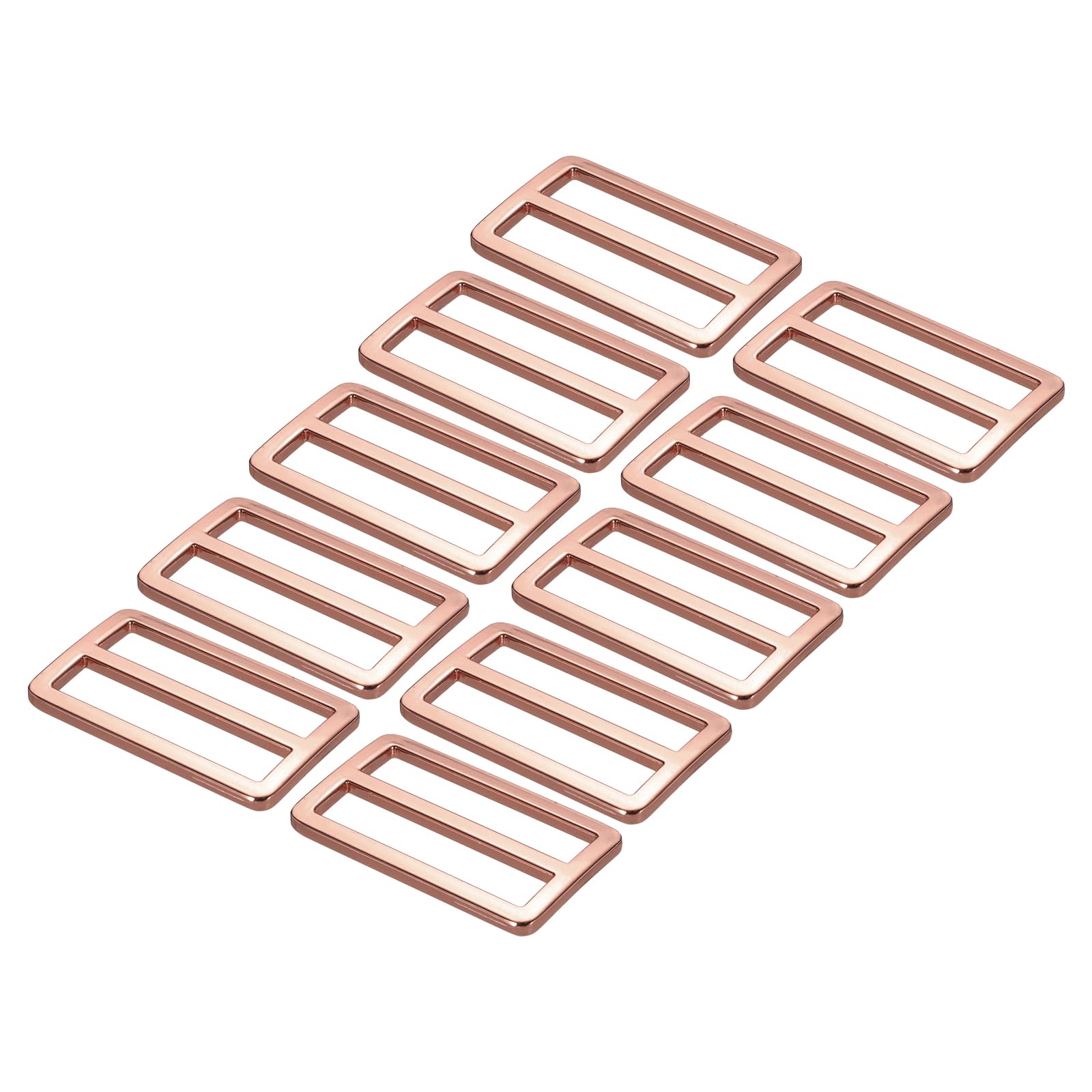 PATIKIL 1.5 Inch Tri-Glide Slide Buttons, 10 Pack Adjustable Buckle Webbing Strap Fastener for Backpack Bag Belt, Rose Gold
