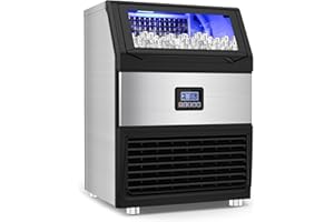 SOZT Commercial Ice Maker Machine 300LBS/24H with 75LBS Storage Bin, Stainless Steel Undercounter/Freestanding Ice Maker Machine for Home Bar Outdoor, 108PCS Ice Cubes Ice Machine, Self Cleaning
