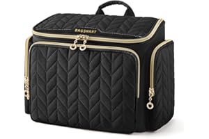 BAGSMART Travel Toiletry Bag, Large Wide-Open Travel Bag for Toiletries, Makeup Cosmetic Travel Bag with Handle-Black