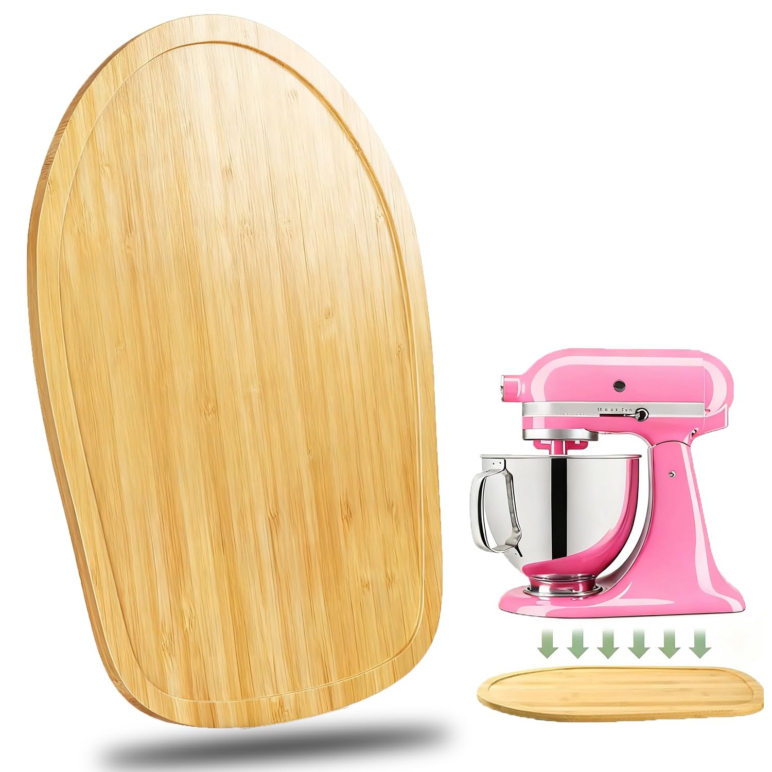Bamboo Mixer Slider Compatible with KitchenAid 4.5-5 Qt Tilt-Head Stand Mixer, Appliance Sliding Mat Accessories for Kitchen Aid, Countertop Moving Tray Attachments Fits for KitchenAid Artisan