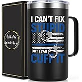Lifecapido Police Gifts for Men, I Can't Fix Stupid But I Can Cuff It 20oz Coffee Mug, Police Officer Correctional Officer Birthday Christmas Gifts for Men Dad Husband Coworker