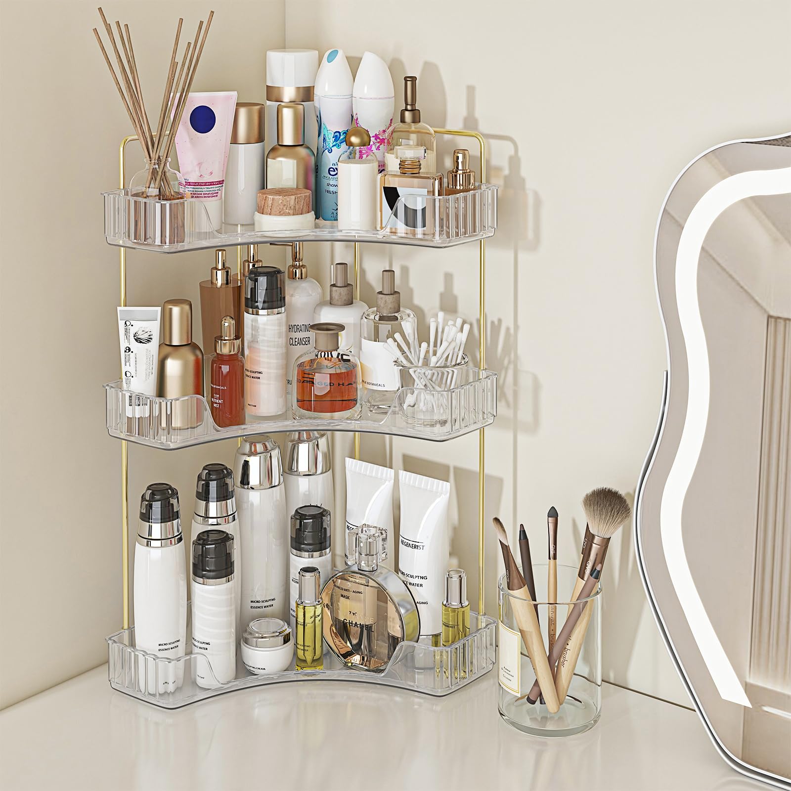 Photo 1 of Webetop Corner Bathroom Counter Organizer 3 Tier Bathroom Countertop Organizers Shelf Makeup Organizer for Vanity Perfume Tray for Corner Storage Skincare, Cosmetic, Dresser, Kitchen Spice Rack