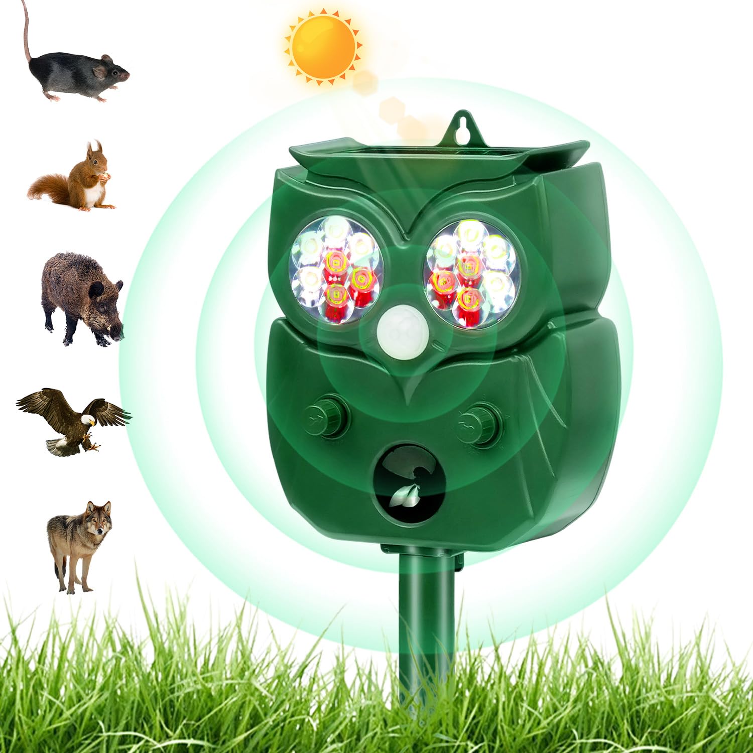 Atewada Solar Mole Repeller, Ultrasonic Cat Repeller, Effective Protection Against Moles and Voles, Pest and Lizard Repeller, Lawn and Garden Pest Control - Easy Installation