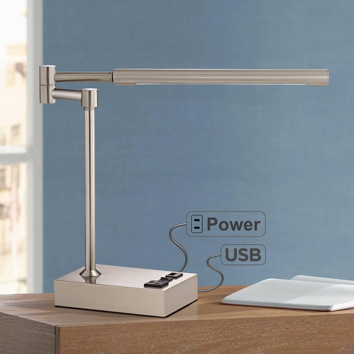 Best small desk lamp with outlet in base
