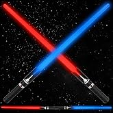 TOY Life 2 in 1 Light Up Saber Blue & Red 2 Pack for Kids, Expandable Light Up Sword for Kids Lightsaver, LED + FX Sound Lightsavers Dual, Light Up Toy, Dark Saber Galaxy Wars Saber