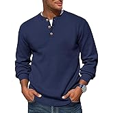 Runcati Mens Henley Knit Sweater Long Sleeve Quarter Button Pullover Sweaters Casual Fall Tops