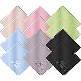 SmoTecQ 12 Pack Assorted Colors Microfiber Cleaning Cloths - Safe and Effective Cleans Lenses, Glasses, Screens, Cameras, Eye