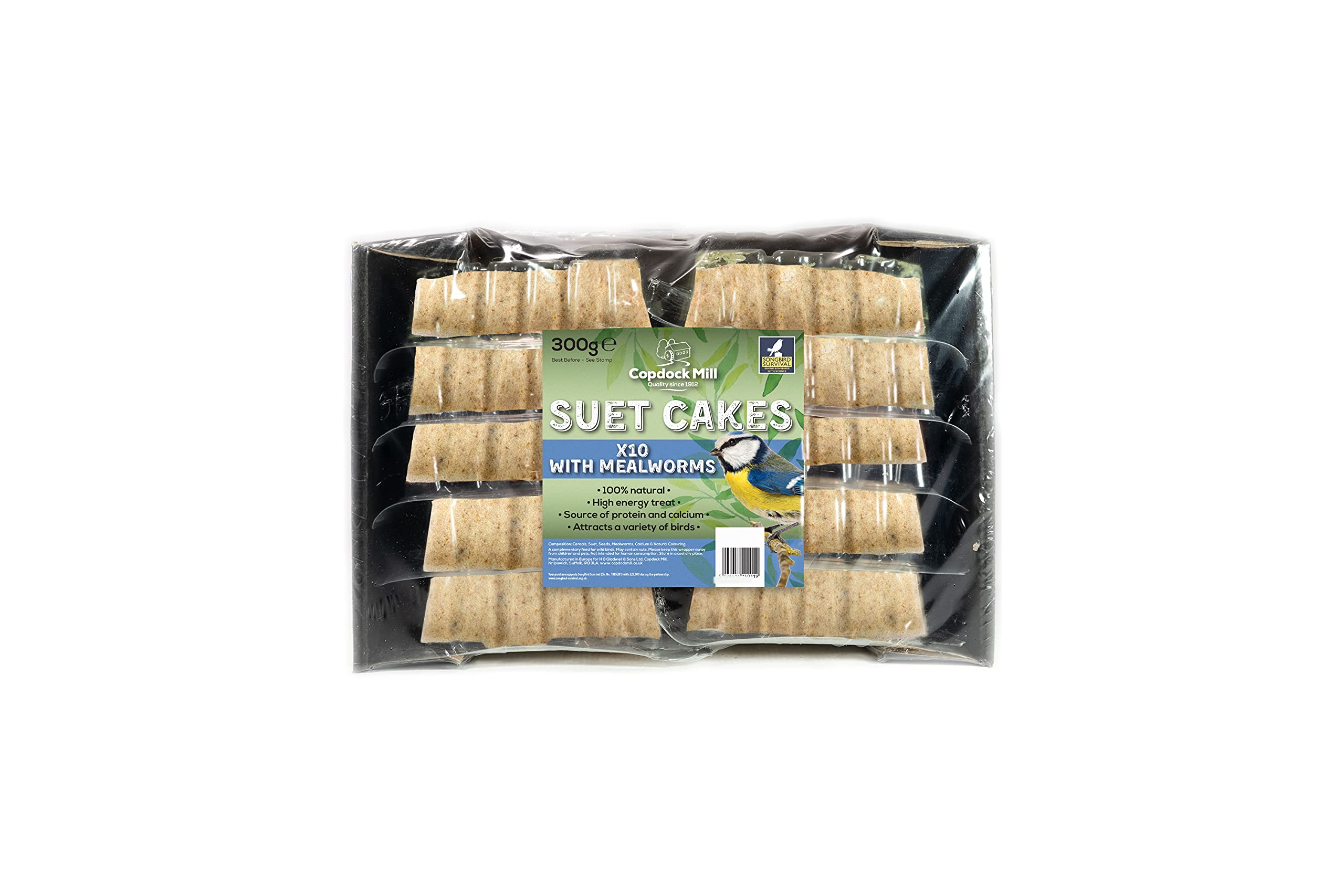 Copdock Mill Suet Cake Tray with Mealworms 10 Pack