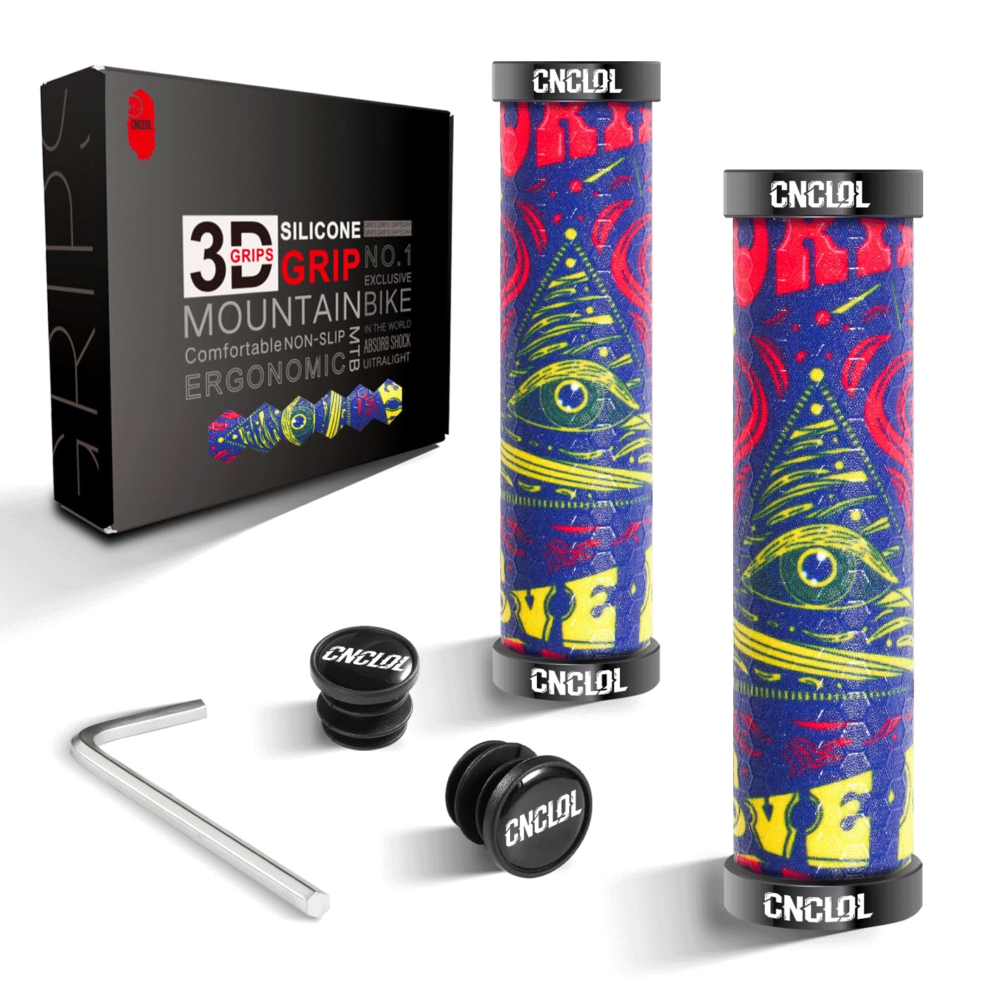 Chooee Silicone Mountain Bike Grips, MTB Grips Double Lock on Bicycle Handlebar Grip AJT