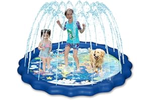 HITOP Kids Sprinklers for Outside, Splash Pad for Toddlers & Baby Pool 3-in-1 60" Water Toys Gifts for 1 2 3 4 5 Year Old Boy